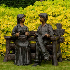 Couple Seated on Rustic Bench